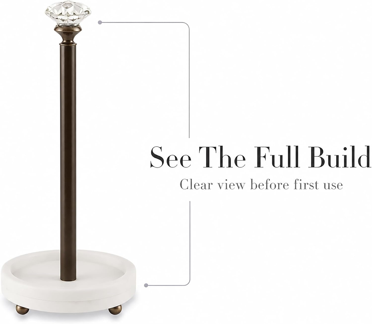 image:imageMud Pie Marble Paper Towel Holder with Glass Knob 15 Inch Kitchen Stand