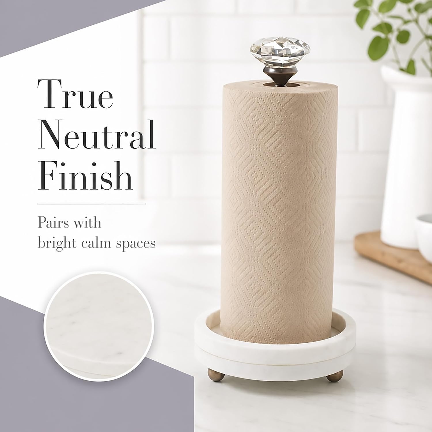 image:imageMud Pie Marble Paper Towel Holder with Glass Knob 15 Inch Kitchen Stand