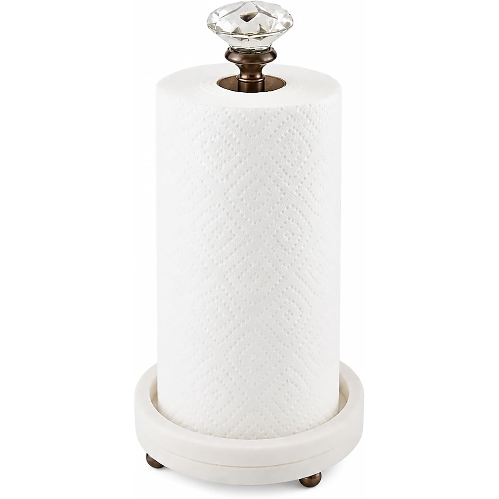 image:imageMud Pie Marble Paper Towel Holder with Glass Knob 15 Inch Kitchen Stand