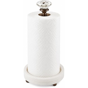 Mud Pie Marble Paper Towel Holder with Glass Knob, 15 Inch Kitchen Stand