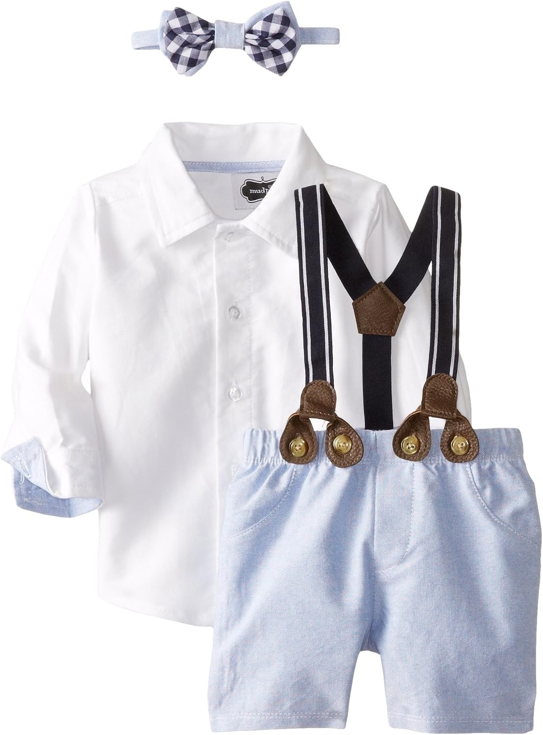 image:imageMud Pie Baby Boys Suspender Short SetChambray