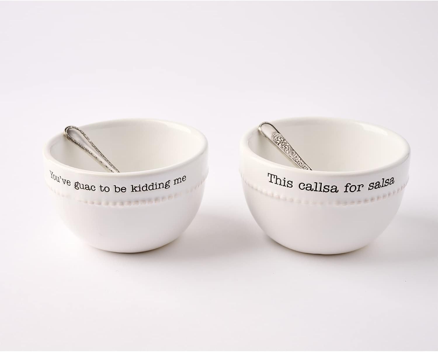 image:imageMud Pie Salsa and Guacamole Dip Bowl Set with Spoons White Ceramic Bowls