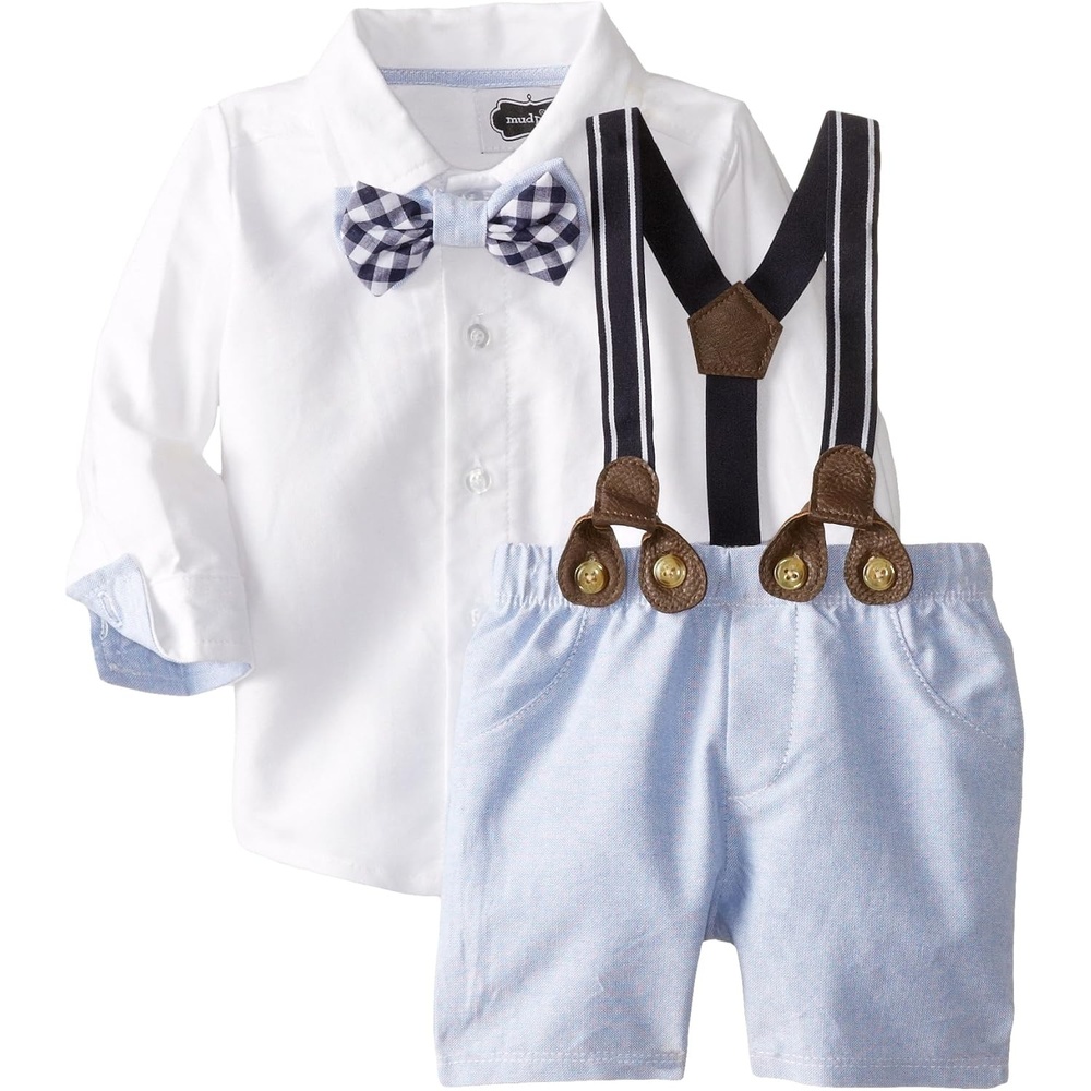 image:imageMud Pie Baby Boys Suspender Short SetChambray