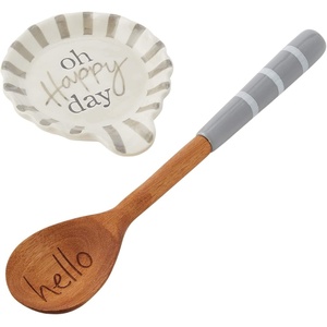 Mud Pie Circa Spoon, 12.5″ 5″ Dia, Give it a Rest(Cream Ruffle Oh Happy Day)
