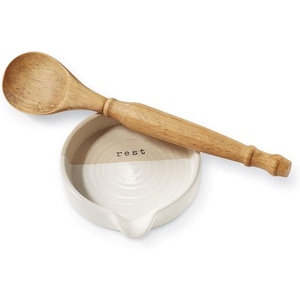 Mud Pie Circa Spoon, 12.5″ 5″ Dia, Give it a Rest(Stoneware)