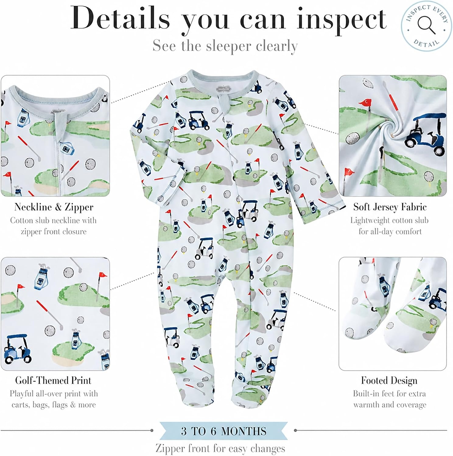 image:imageMud Pie Baby Boys Golf Footed Sleeper Cotton Zipper PajamasBlue
