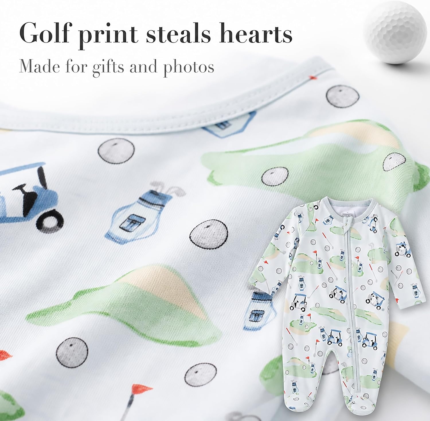 image:imageMud Pie Baby Boys Golf Footed Sleeper Cotton Zipper PajamasBlue