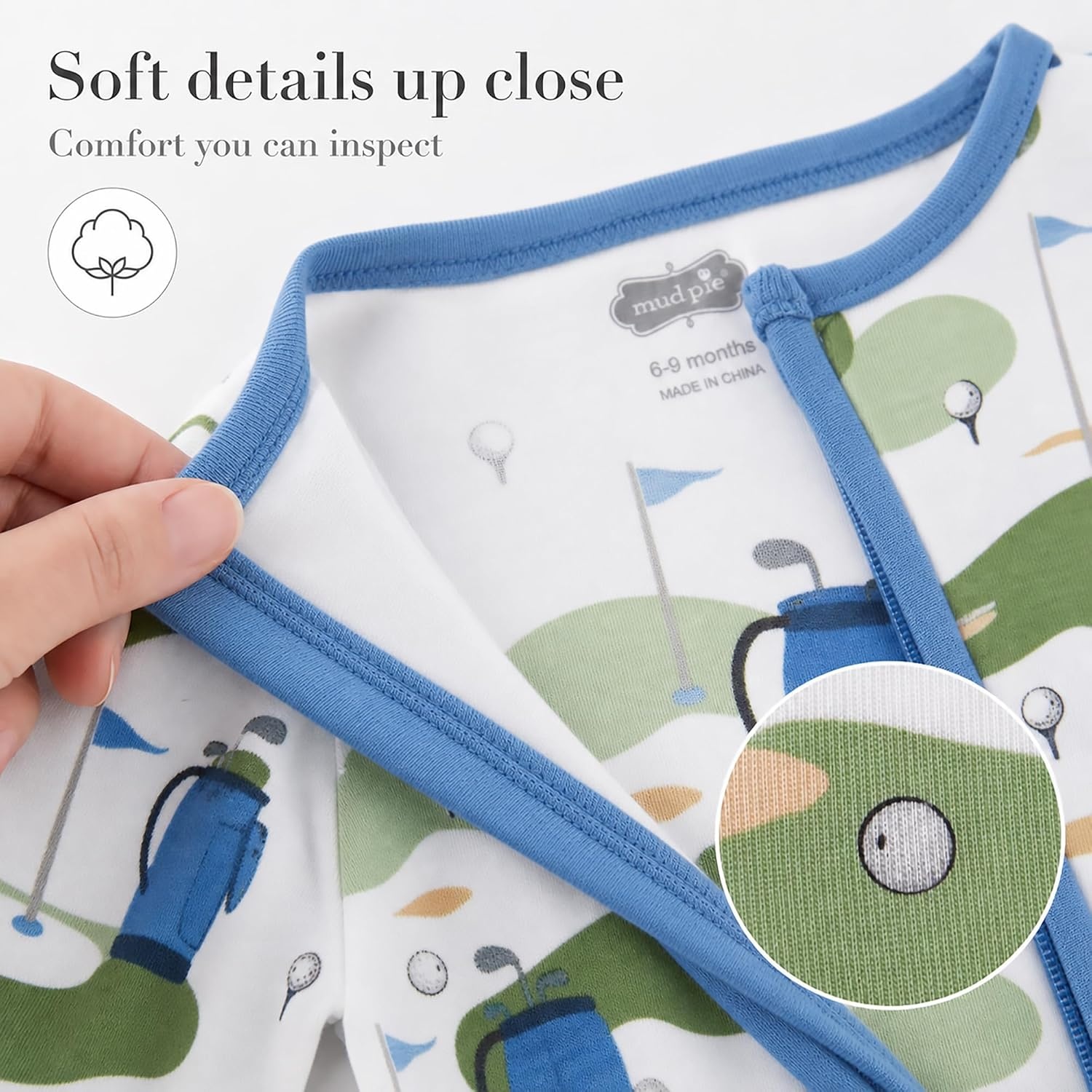 image:imageMud Pie Baby Boys Golf Footed Sleeper Cotton Zipper PajamasGolf