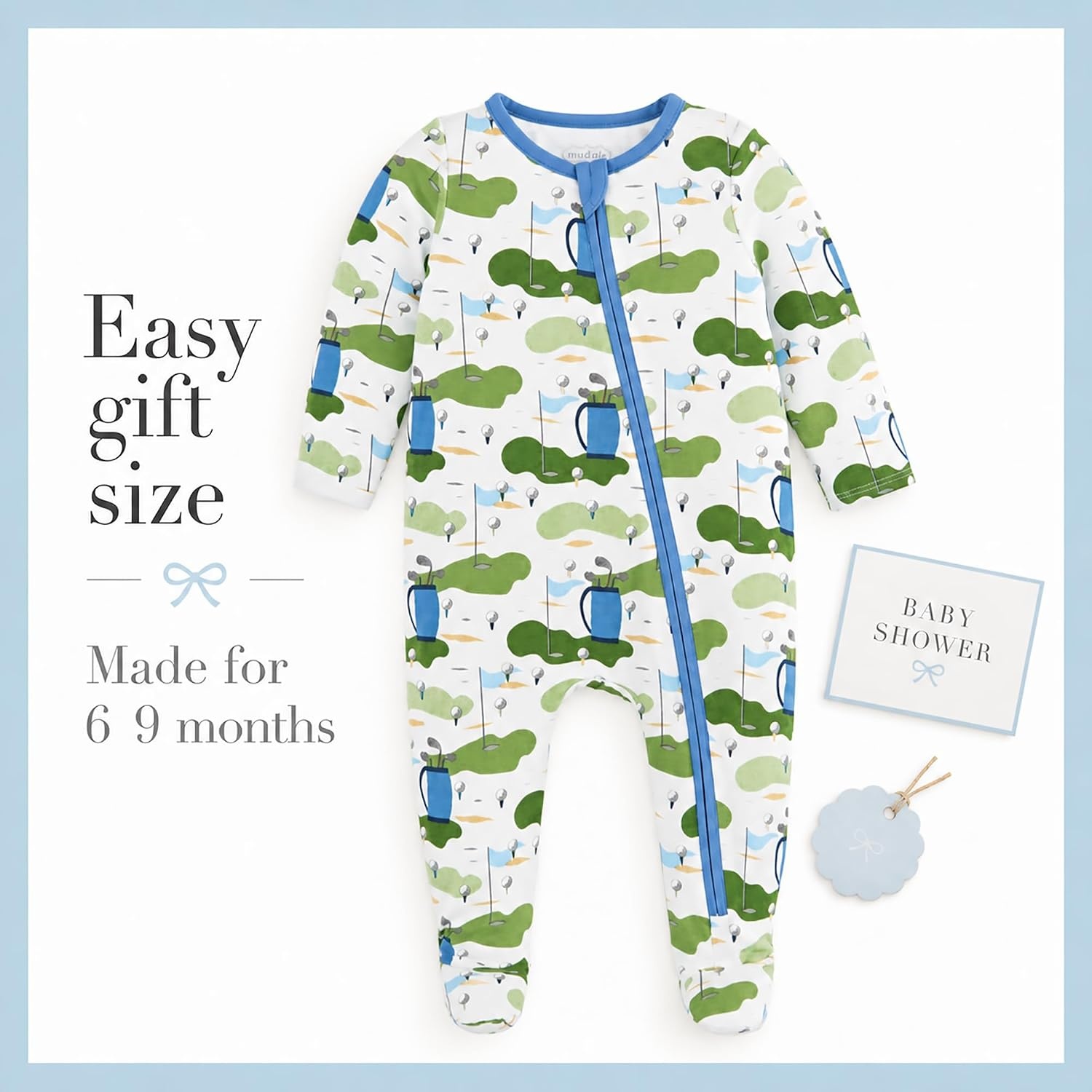 image:imageMud Pie Baby Boys Golf Footed Sleeper Cotton Zipper PajamasGolf
