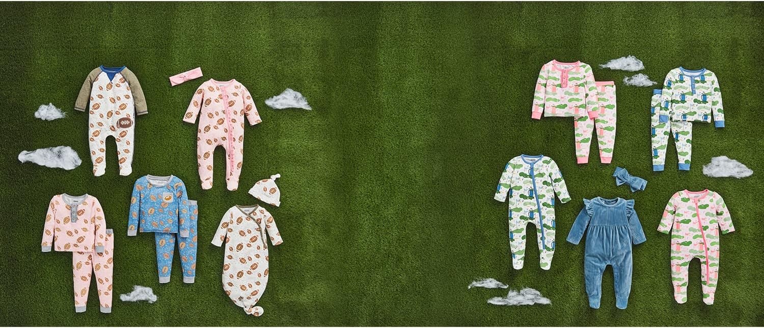 image:imageMud Pie Baby Boys Golf Footed Sleeper Cotton Zipper PajamasWaffle Football