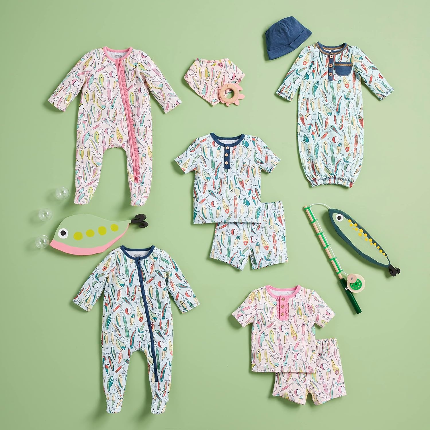 image:imageMud Pie Boys Kids Fishing Lure Pajama SetBlue Fishing