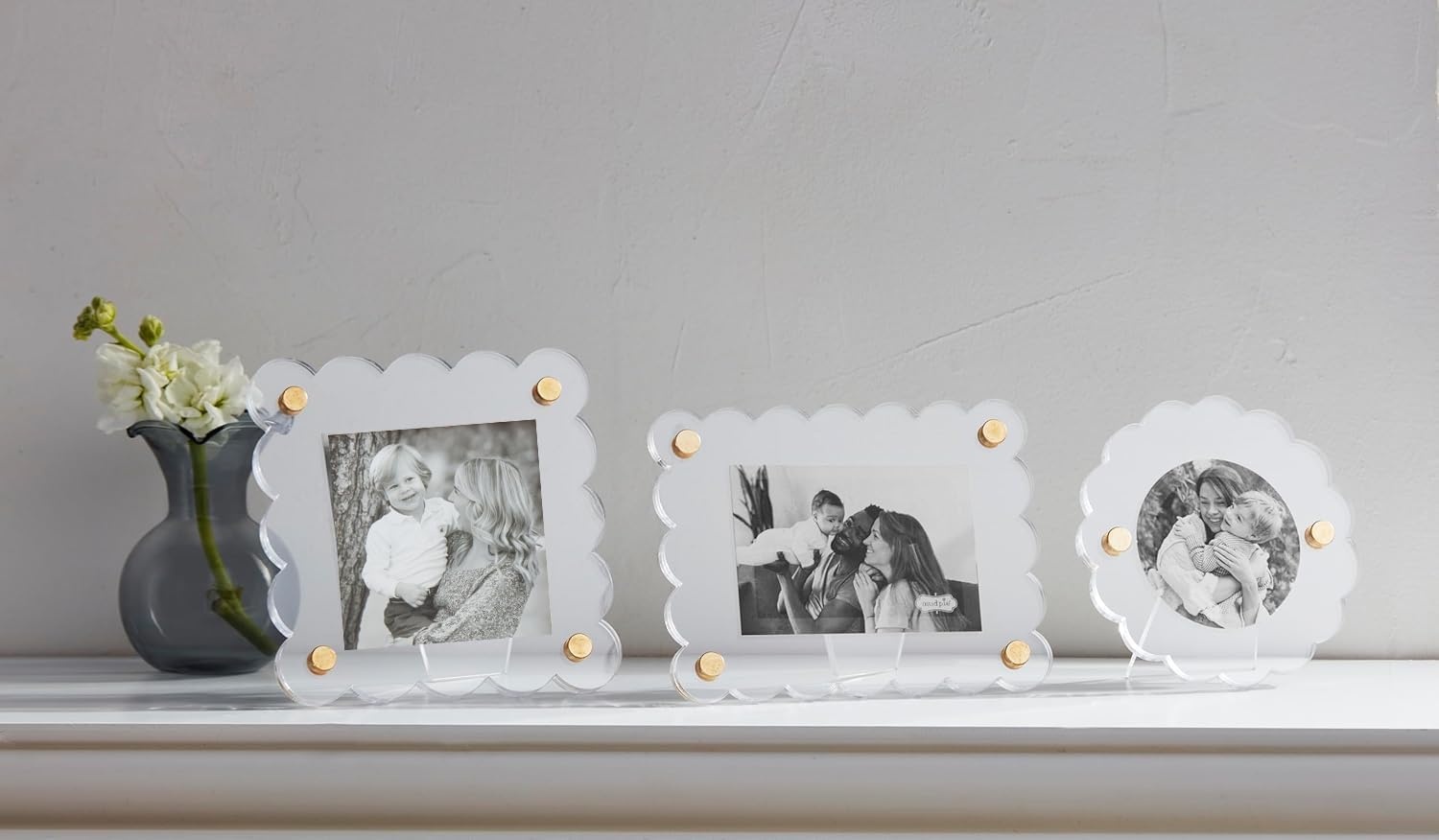 image:imageMud Pie Square Scallop Acrylic Frame 4 12 Dia