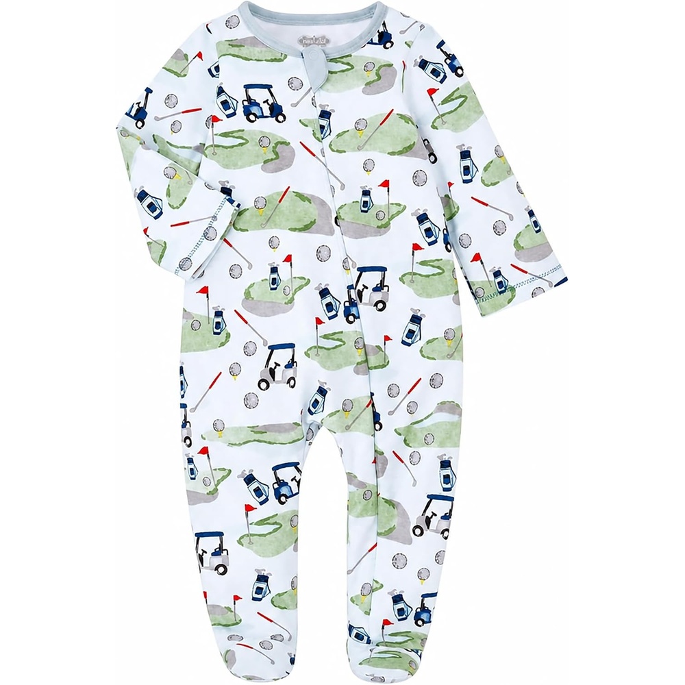 image:imageMud Pie Baby Boys Golf Footed Sleeper Cotton Zipper PajamasBlue