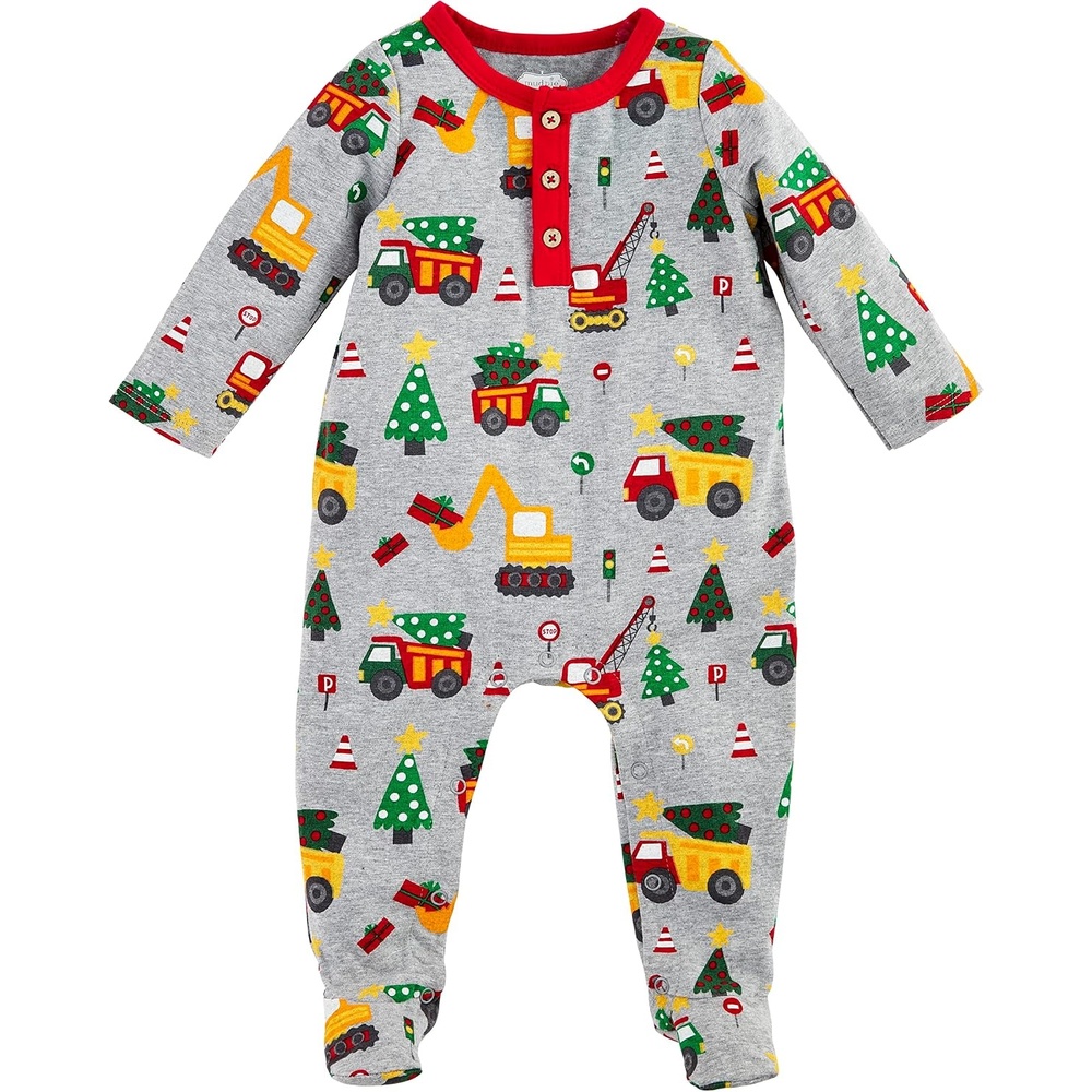 image:imageMud Pie Baby Boys Golf Footed Sleeper Cotton Zipper PajamasConstruction Christmas
