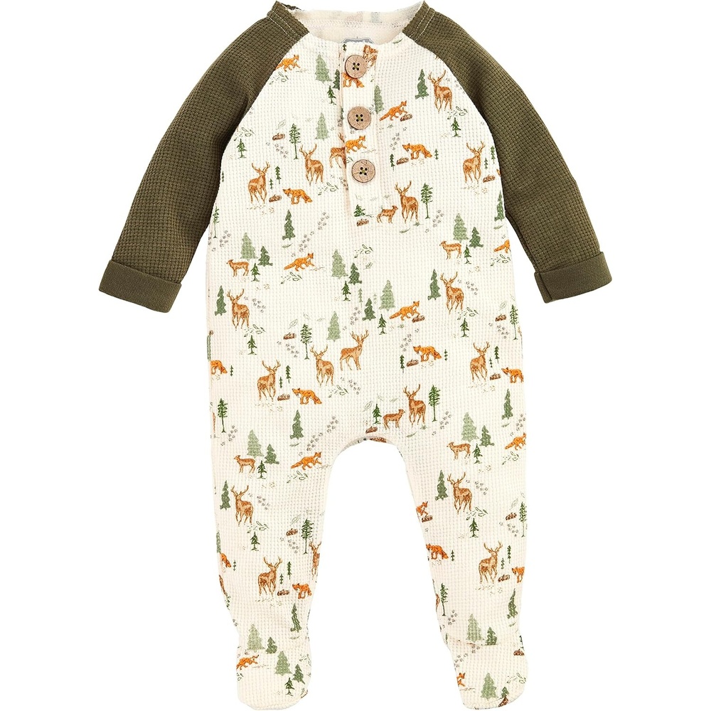 image:imageMud Pie Baby Boys Golf Footed Sleeper Cotton Zipper PajamasDeer Waffle
