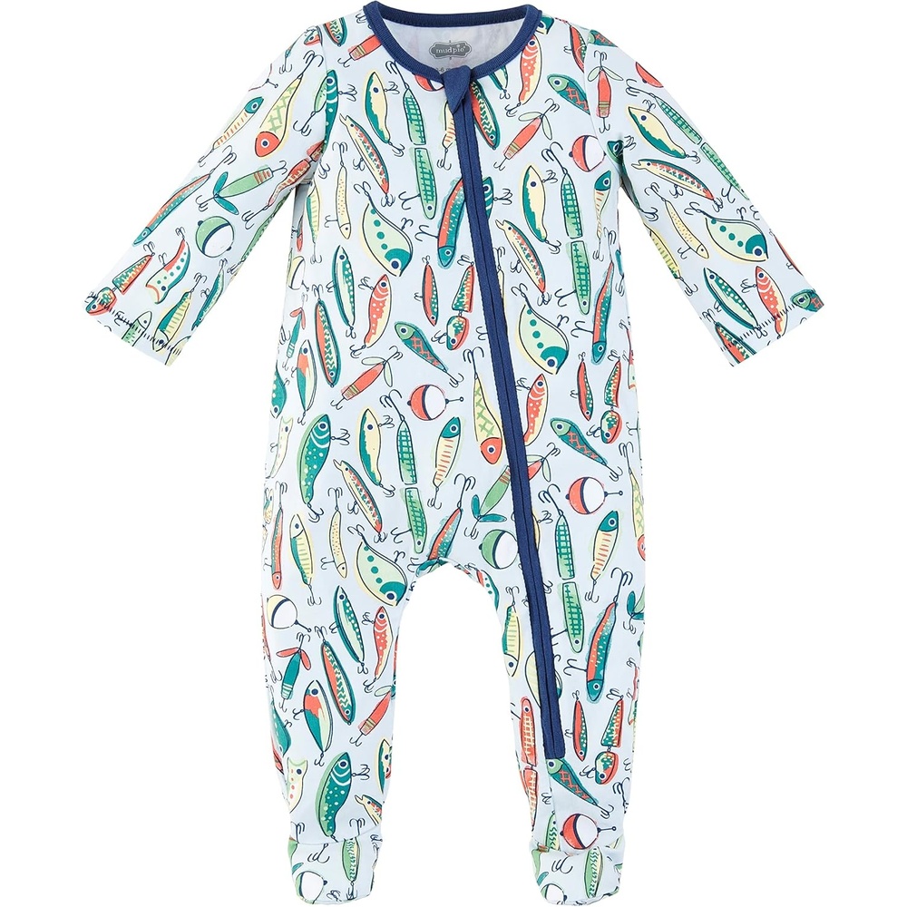 image:imageMud Pie Baby Boys Golf Footed Sleeper Cotton Zipper PajamasFishing Lure