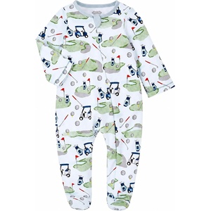 Mud Pie Baby Boys Golf Footed Sleeper, Cotton Zipper Pajamas(Blue)