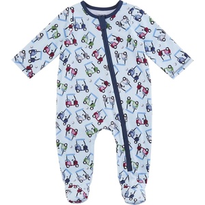 Mud Pie Baby Boys Golf Footed Sleeper, Cotton Zipper Pajamas(Blue Golf)