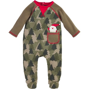 Mud Pie Baby Boys Golf Footed Sleeper, Cotton Zipper Pajamas(Camo Christmas)