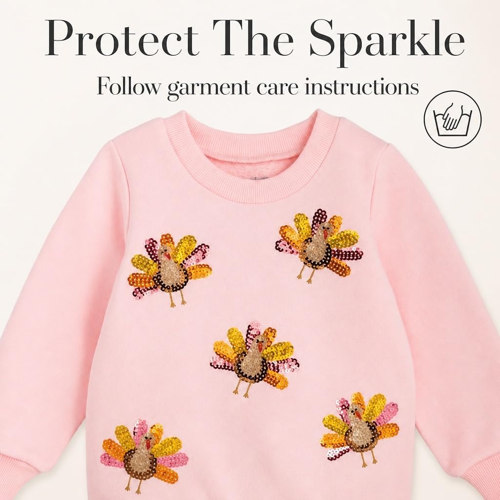 image:imageMud Pie Turkey Sequin Sweatshirt Girls Sweatshirt Holiday Outfit Giftable Kids Clothing Seasonal Outfit Photo Ready Style