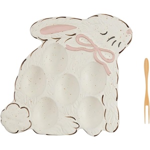 Mud Pie Small Pink Deviled Egg Platter; plate 7″ x 7 3/4″ | fork 5″