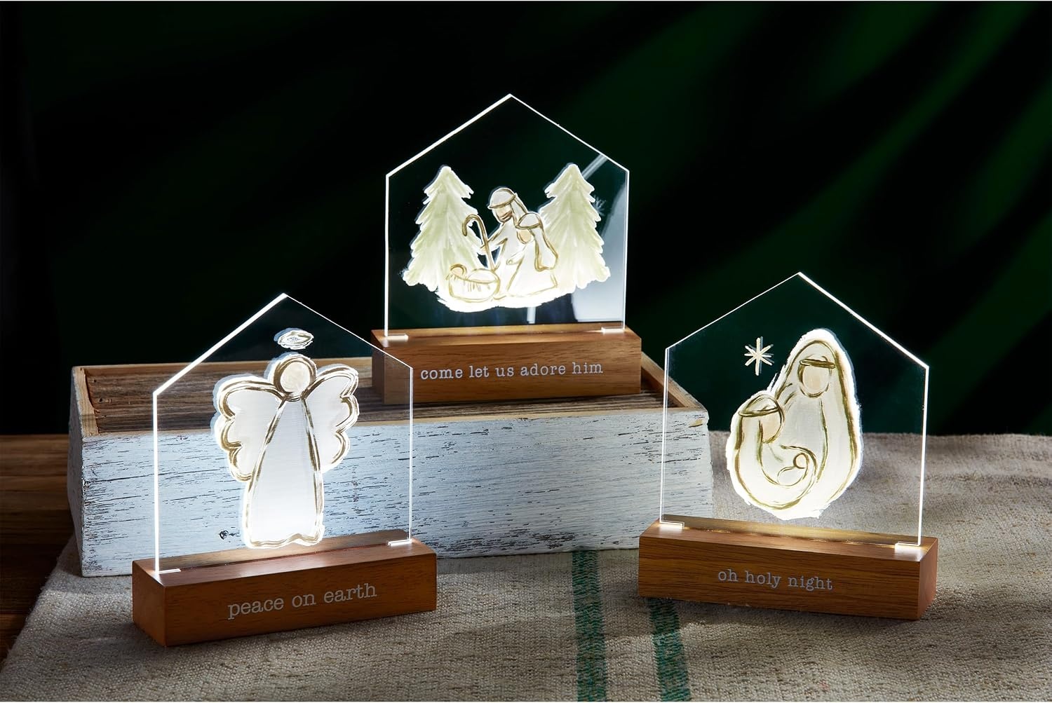 image:imageMud Pie Led Acrylic Christmas Sitter Holy 6 x 5 12
