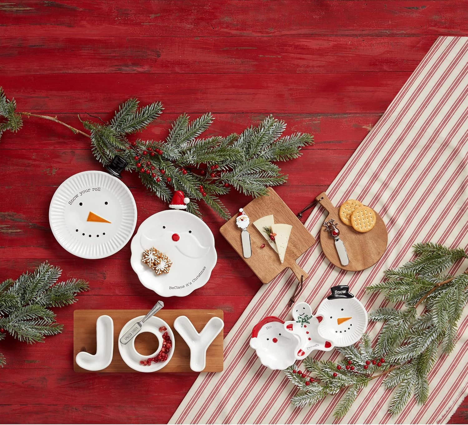 image:imageMud Pie Round Mini Xmas Wood Serving board 6 12 dIa spreader 4 12 BROWNboard 6 12 dIa spreader 4 12 Pack of 2