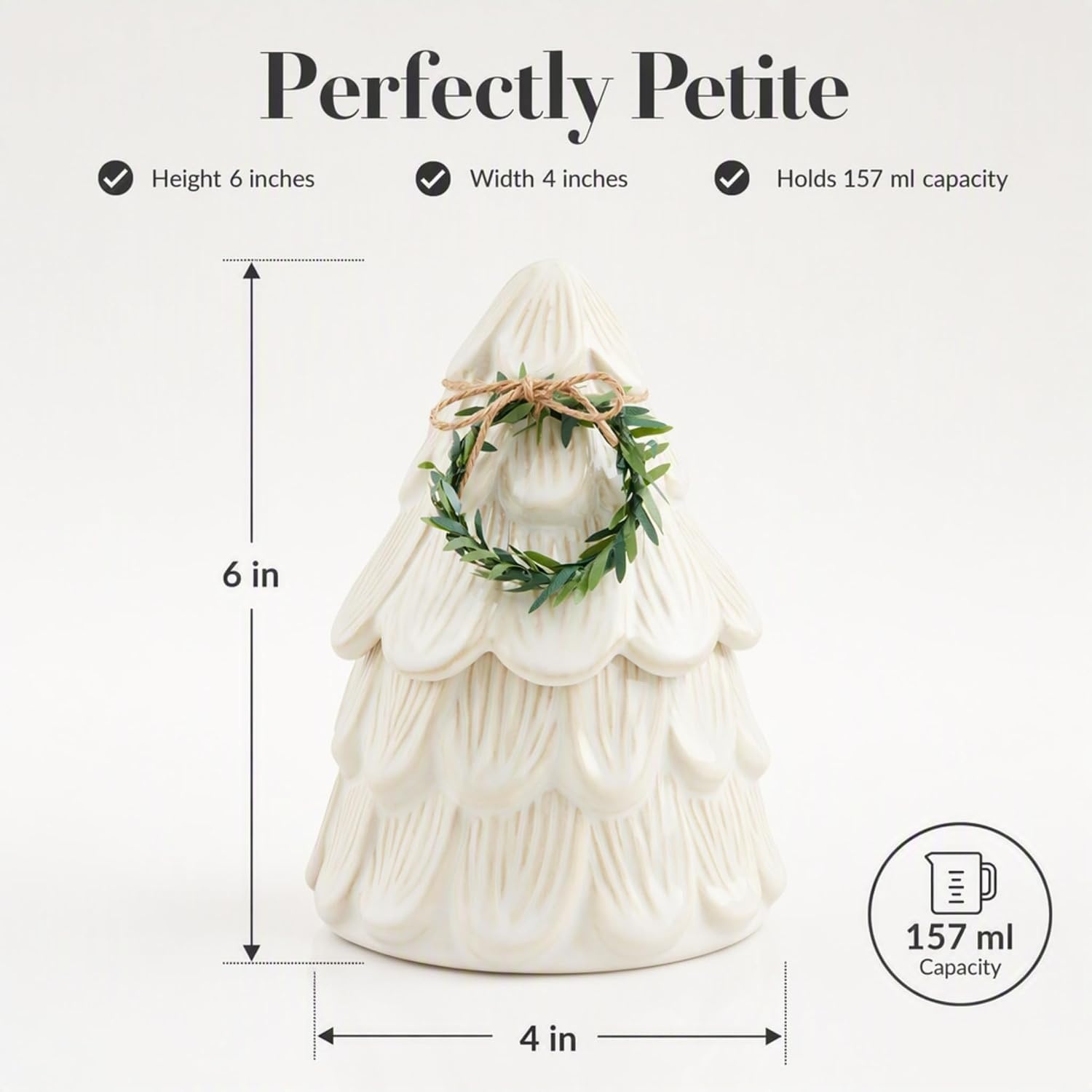 image:imageMud Pie Small White Christmas Tree Canister Stoneware Cookie Jar with Lid