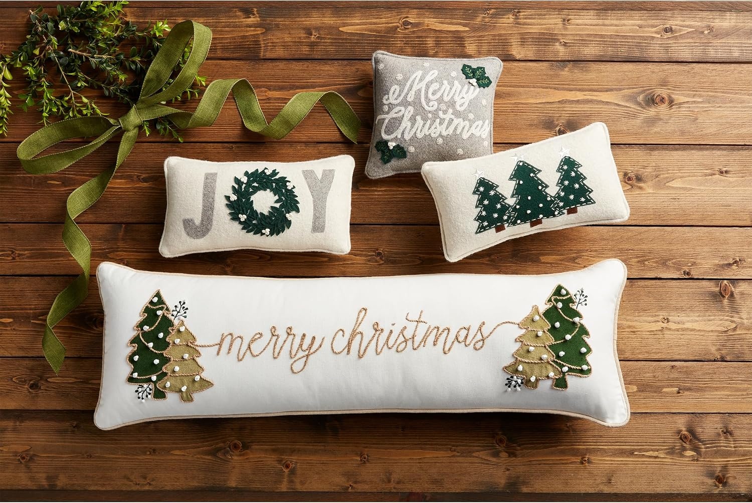 image:imageMud Pie Velvet Applique Christmas Pillow 11 x 35