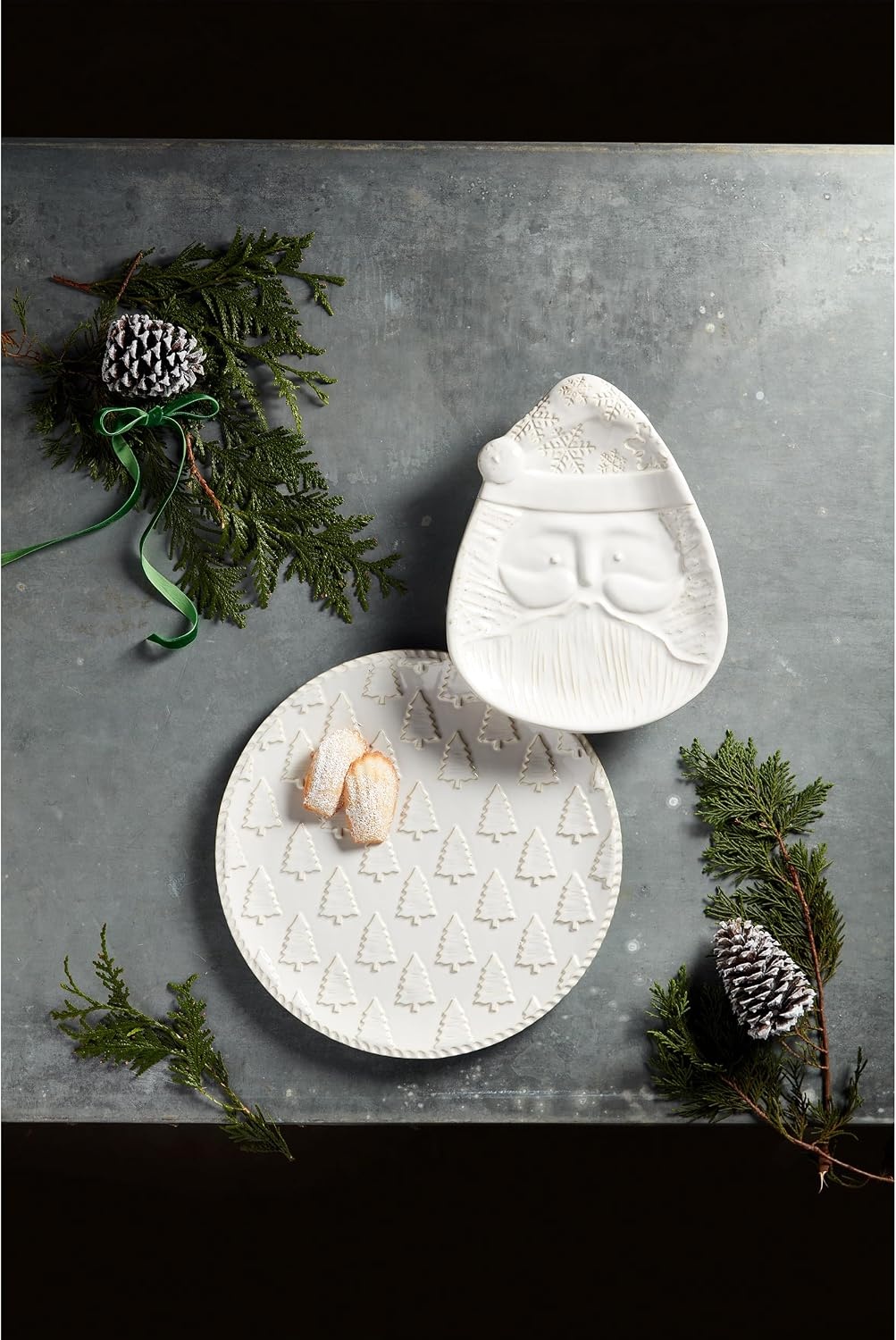 image:imageMud Pie White Christmas Nested Platter Set small 11 x 8 34 large 13 dia