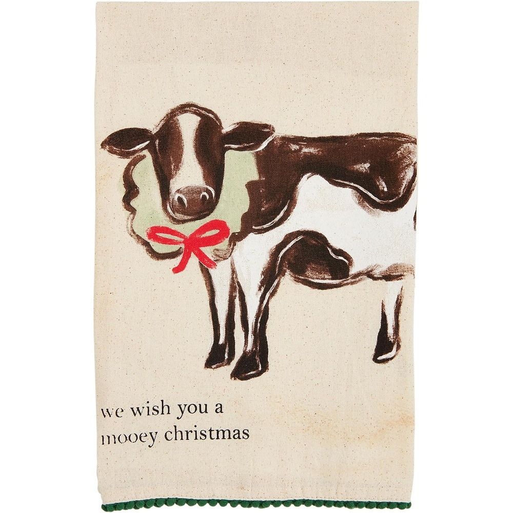image:imageMud Pie Christmas Farm Towel Cow 26 x 16 12