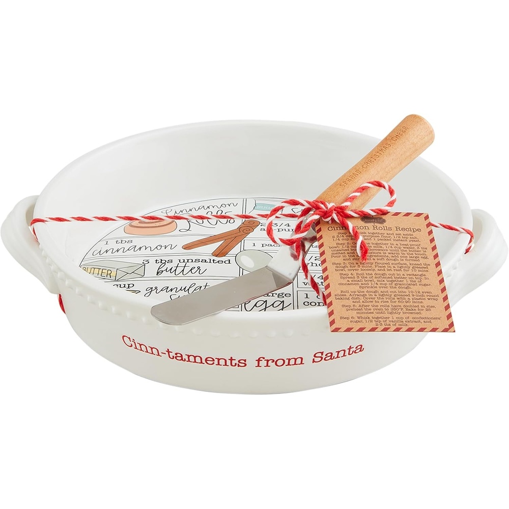 image:imageMud Pie Cinnamon Roll Baking Dish Set Christmas Recipe Baker with Spreader