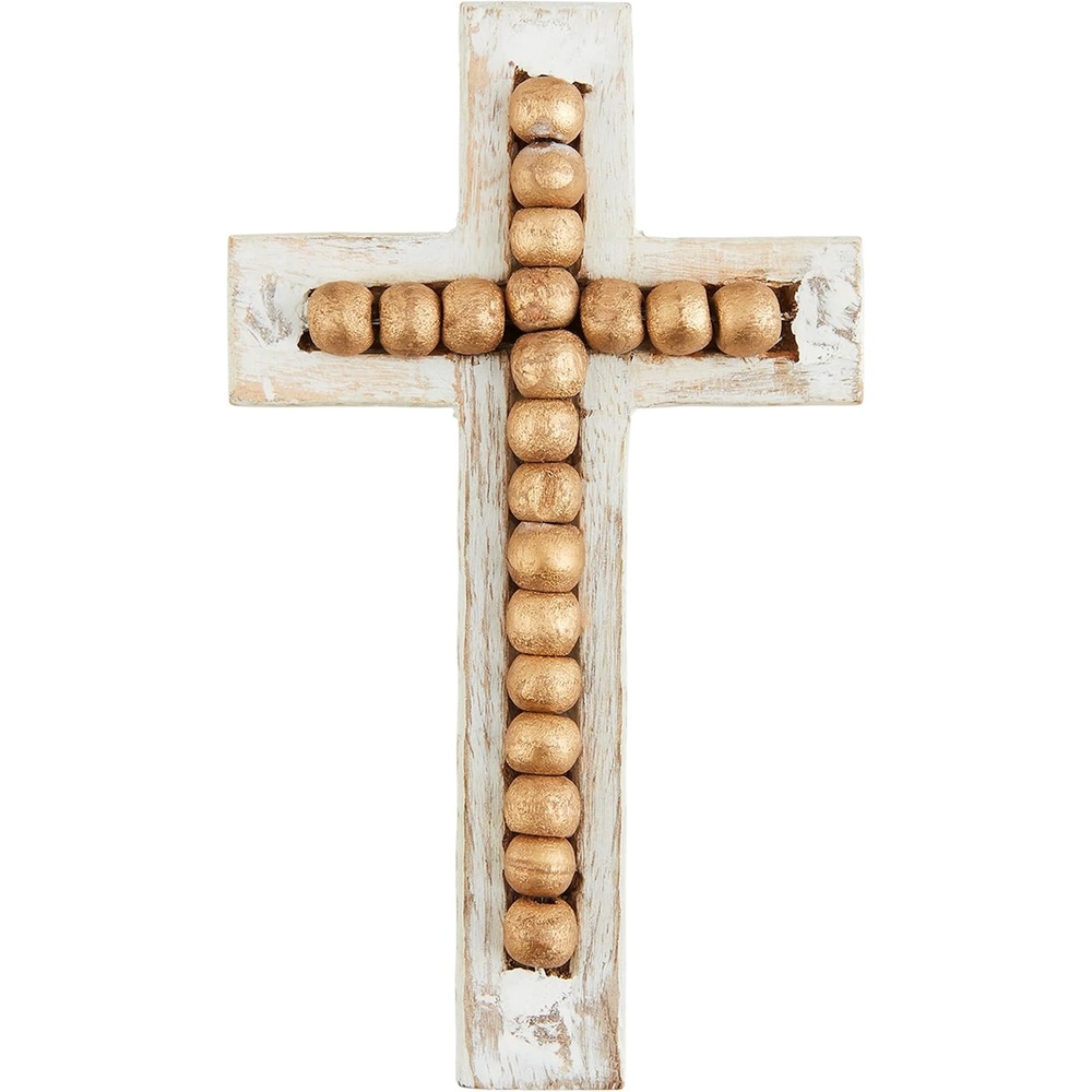image:imageMud Pie Gold Beaded Cross Sitter Small 6 12 x 4