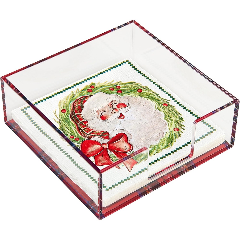 image:imageMud Pie Tartan Napkin Holder Napkin 5 x 5 Caddy 5 12 x 5 12