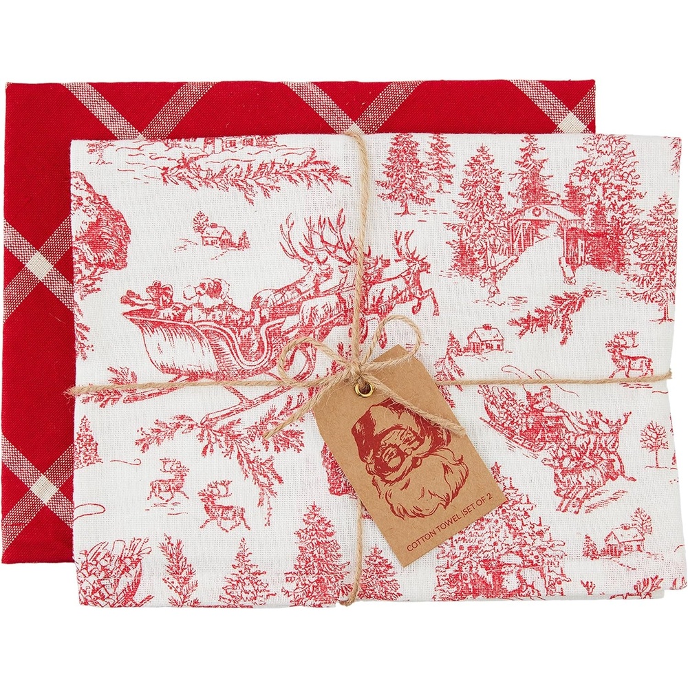 image:imageMud Pie Toile Print Towel Set 26 x 16 12
