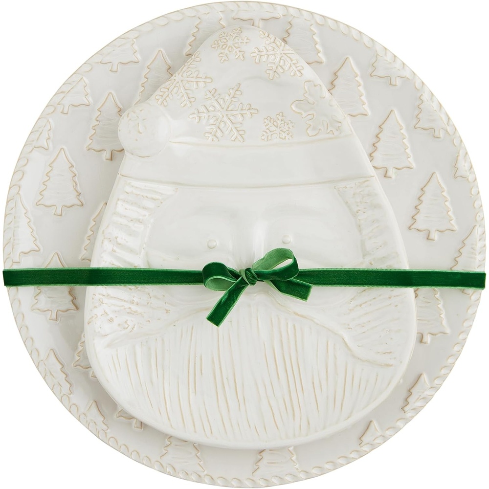 image:imageMud Pie White Christmas Nested Platter Set small 11 x 8 34 large 13 dia