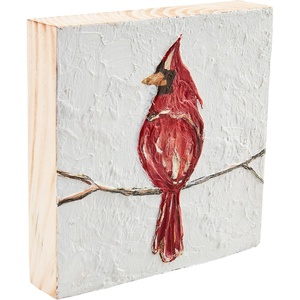 Mud Pie Cardinal Wood Plaque; 6″ x 6″