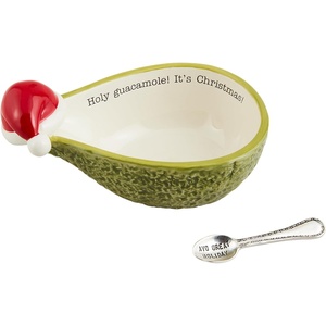 Mud Pie Christmas Guac Tidbit; dish 4 1/2″ x 6 1/2″ | spoon 3 1/2″