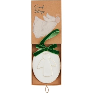 Mud Pie Christmas Ornament, Good Tidings, 4 1/2″ x 3 1/2″