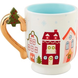 Mud Pie Christmas Pedestal Mug, House, 13 oz