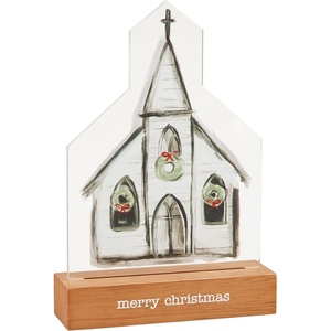 Mud Pie Led Acrylic Church Sitter; 8 1/2″ x 6″