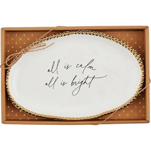 Mud Pie Sentiment Plates, All Is Calm, 6 1/2″ x 10″