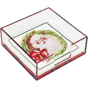 Mud Pie Tartan Napkin Holder; Napkin 5″ x 5″ | Caddy 5 1/2″ x 5 1/2″