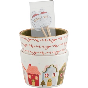 Mud Pie Tidbit Toothpick Set, Merry, tidbit 2″ x 3″ dia | toothpick 3 1/4″