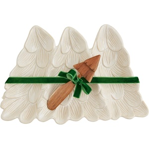 Mud Pie Xmas Triple Tidbit, tray 5 3/4″ x 11″ | spreader 5 1/2″, WHITE